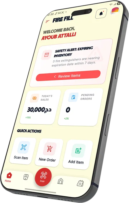 Fire Fill Mobile App Dashboard